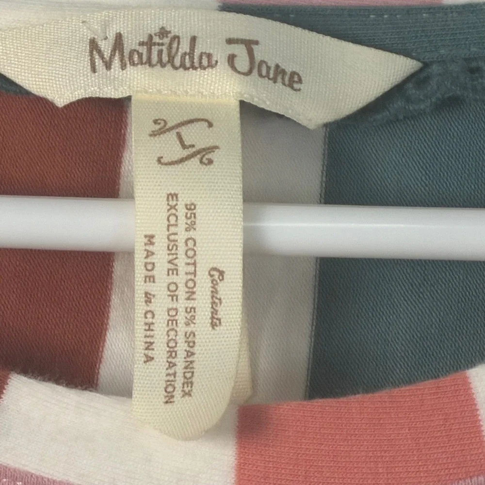 Matilda Jane Girls‎ Multi Color Striped Sleeveless Peplum Top Size L 30694T